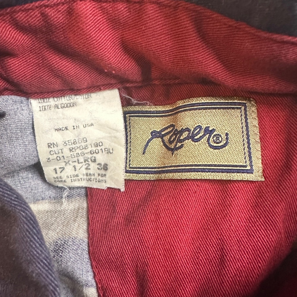 Vintage Roper Western Button Doen Made in USA Southwestern Cowboy Ranch Mens XL - Picture 5 of 6